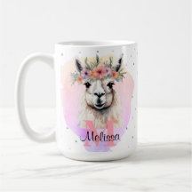 Boho Floral Wildflower Llama Pretty Pink Animal