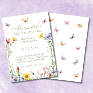 Boho Floral Wildflower Spring Bridal Shower Invitation