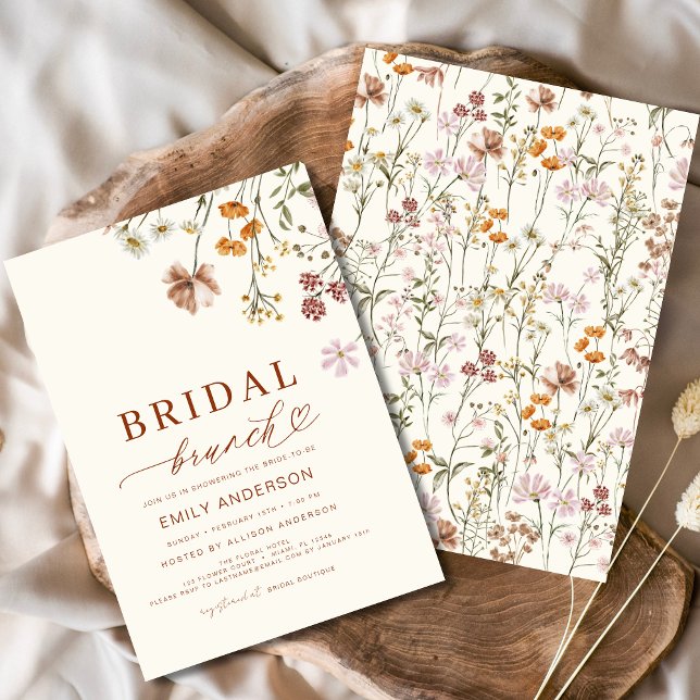  Boho Floral Wildflower Terracotta Bridal Brunch Invitation (Creator Uploaded)