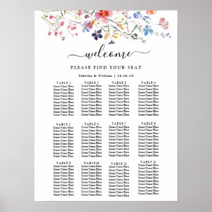 Boho Floral wildflower wedding Seating Chart