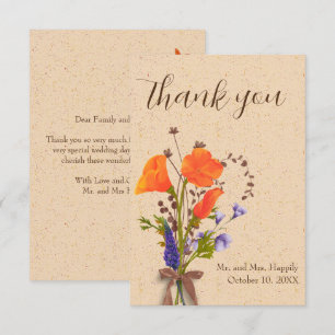 Boho Floral Wildflowers Wedding Thank You Cards