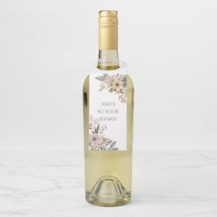 Boho Floral Will You Be My Bridesmaid Bottle Tag