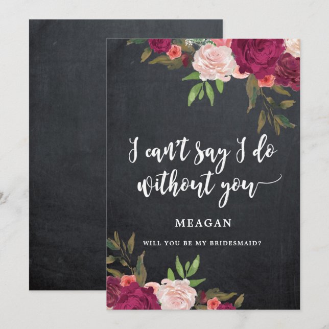 boho floral will you be my bridesmaid card (Front/Back)