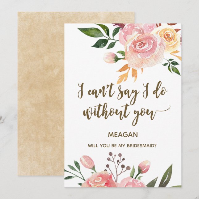 boho floral will you be my bridesmaid card (Front/Back)
