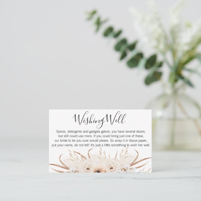 Boho Floral Wishing Well Bridal Shower Card (Standing Front)