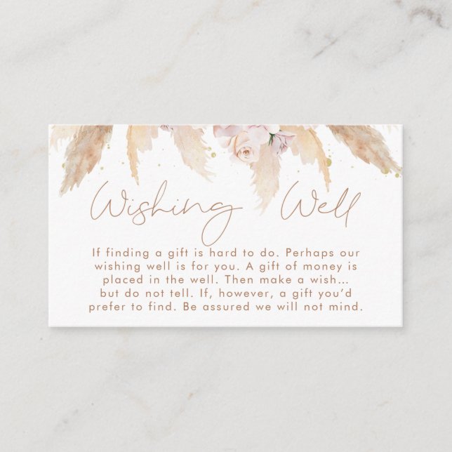 Boho floral wishing well bridal shower insert card (Front)