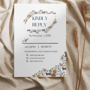 Boho Floral With Meals RSVP Card