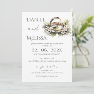 Boho Floral with ring Wedding  Invitation