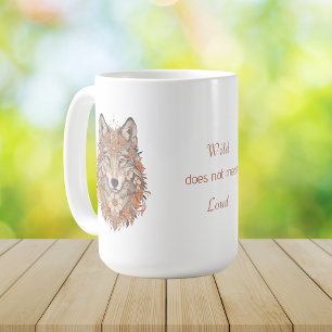 Boho Floral Wolf Psychedelic Art Coffee Mug