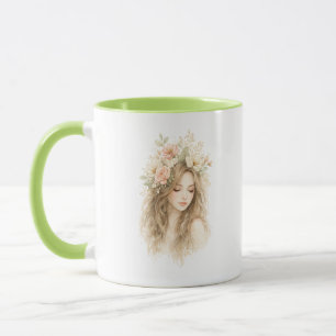 Boho Floral Woman Accent Mug