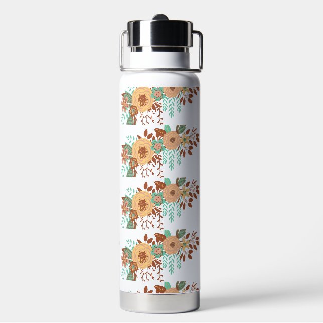 Boho Floral Women's  Water Bottle (Back)