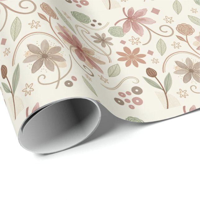 Boho Floral Wrapping Paper (Roll Corner)