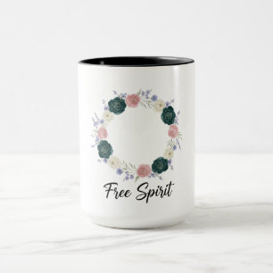 Boho Floral Wreath "Free Spirit" Mug