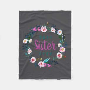 Boho Floral Wreath Sister Ever Fleece Blanket