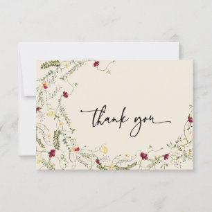 Boho Floral Wreath Thank You Cards 