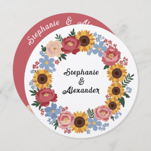 Boho Floral Wreath Wedding Invitation