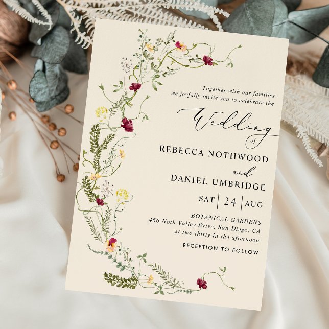 Boho Floral Wreath Wedding  Invitation (Creator Uploaded)
