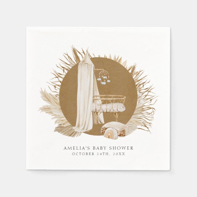 Boho Florals Baby Shower Napkin (Front)