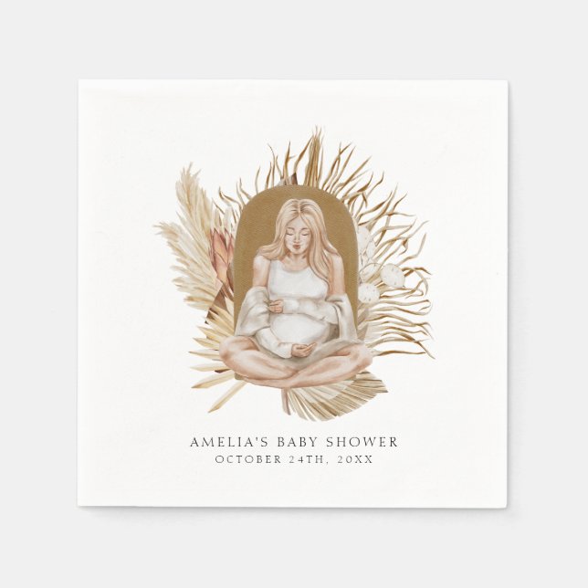 Boho Florals Baby Shower Napkin (Front)