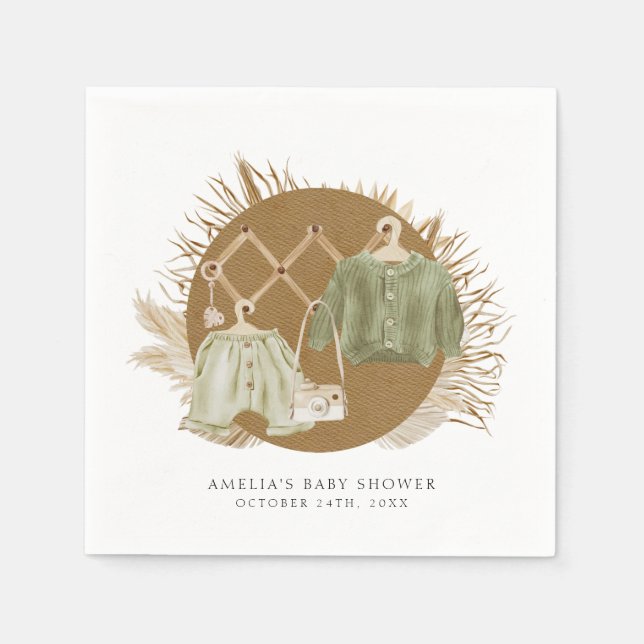 Boho Florals Baby Shower Napkin (Front)