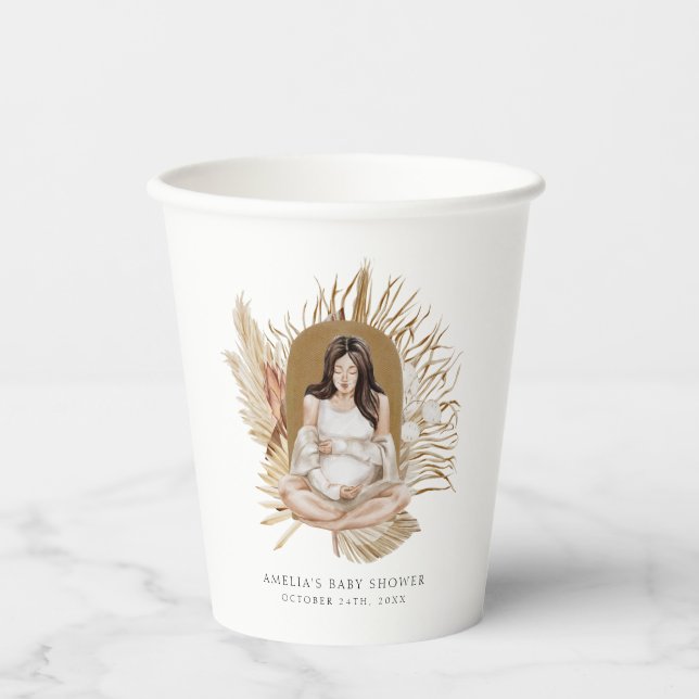 Boho Florals Baby Shower Paper Cups (Front)