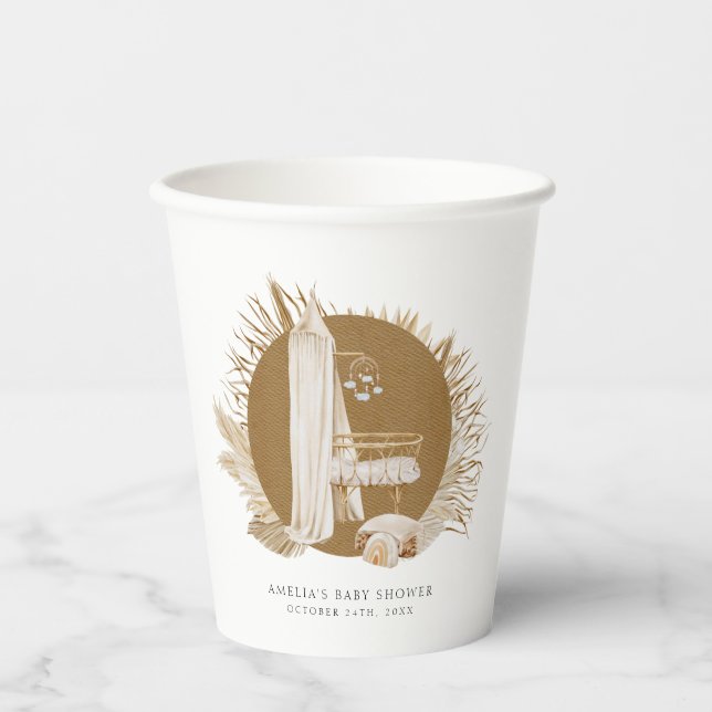 Boho Florals Baby Shower Paper Cups (Front)