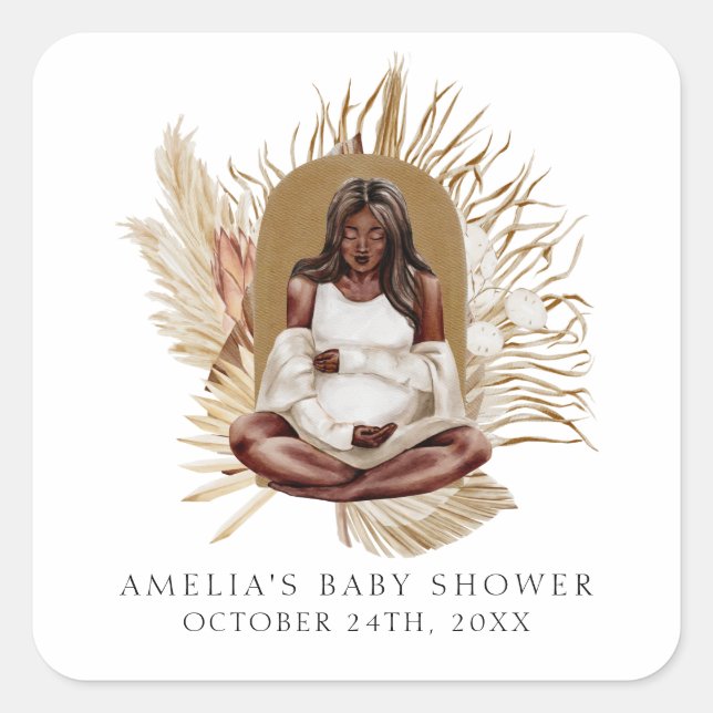 Boho Florals Baby Shower Square Sticker (Front)