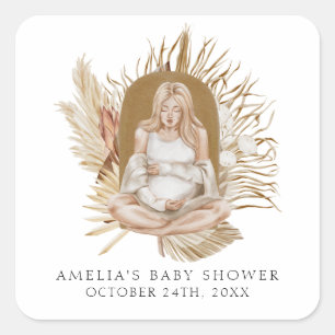 Boho Florals Baby Shower Square Sticker