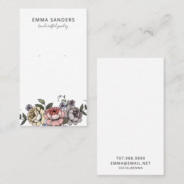 Boho Florals Earring Jewellery Display Cards (Front/Back)