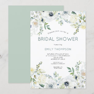 Boho Florals Eucalyptus Leaves Bridal Shower Invitation
