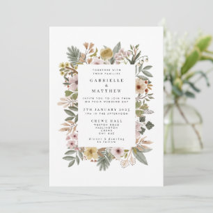 Boho Florals Neutral Wedding Invitation