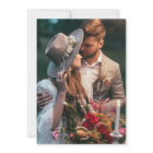 Boho Florals Photo Love Thanks Brown Text Wedding