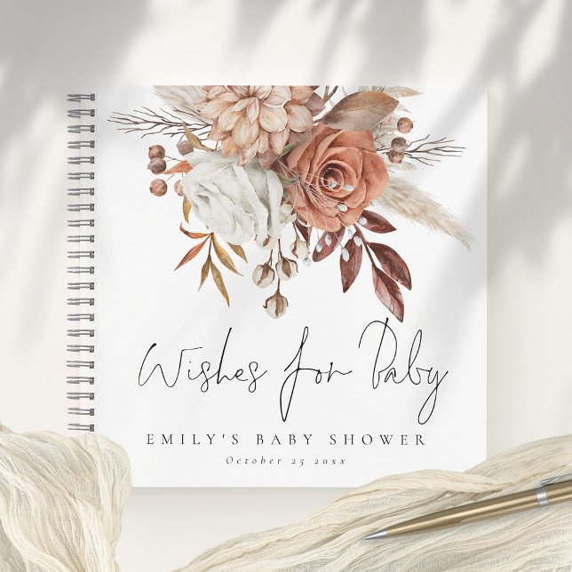 Boho Florals Wishes For Baby Shower Guest Book (Creator Uploaded)