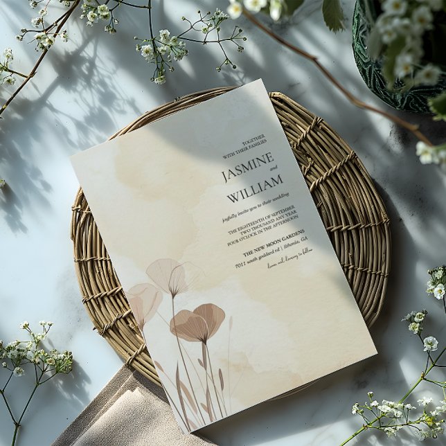 Boho Flower Autumn Watercolor Wedding Invitation (Creator Uploaded)