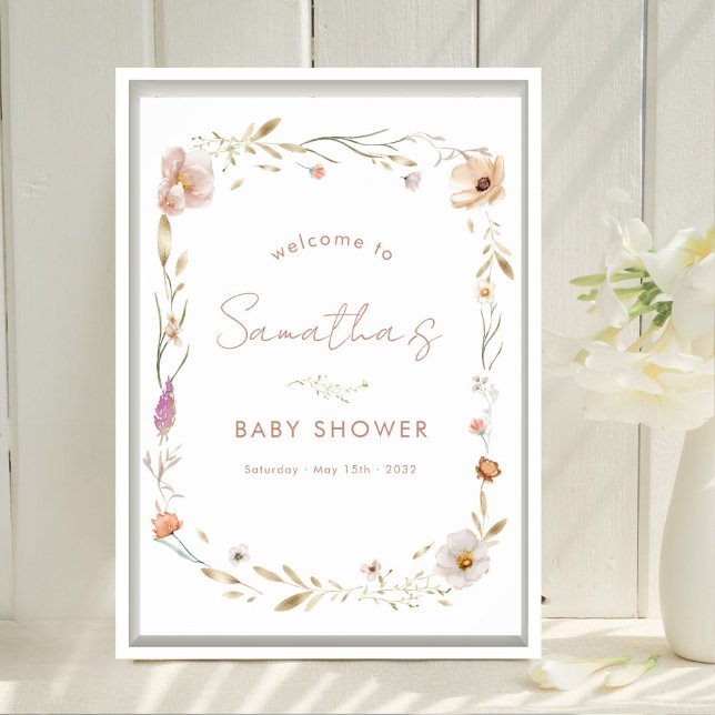 Boho Flower Baby Shower Welcome Poster (Boho Flower Baby Shower Custom Welcome Poster. Available in Prints & Instant Download)