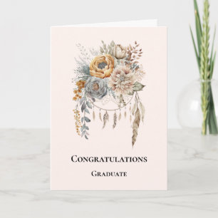 Boho Flower Bouquet and Dreamcatcher Graduation Card