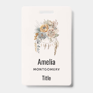 Boho Flower Bouquet and Dreamcatcher ID Badge