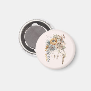 Boho Flower Bouquet and Dreamcatcher Magnet