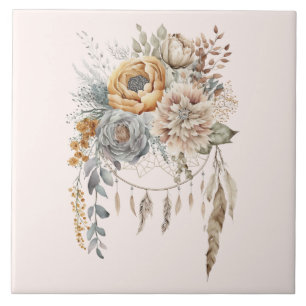Boho Flower Bouquet and Dreamcatcher Tile