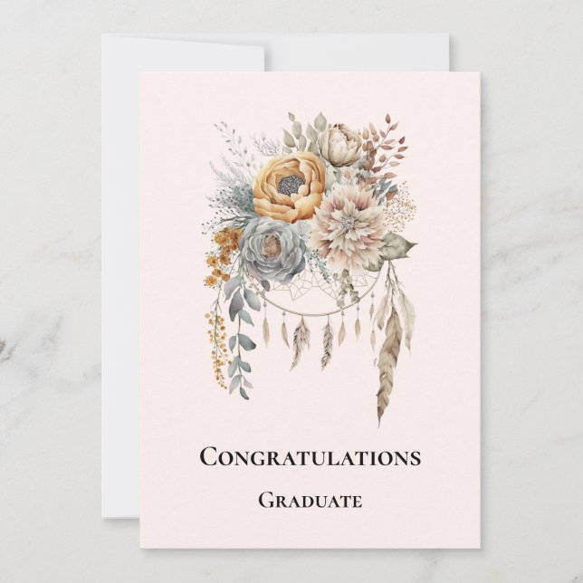 Boho Flower Bouquet in Neutral Colours Graduation (Front)