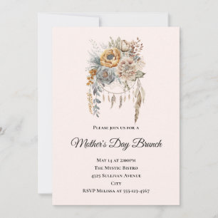 Boho Flower Bouquet in Neutral Colours Mother's Da Invitation