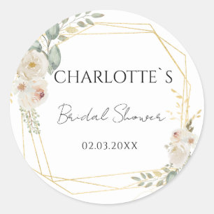Boho Flower Bridal Shower Classic Round Sticker