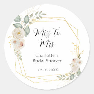 Boho Flower Bridal Shower Classic Round Sticker