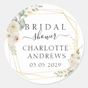 Boho Flower Bridal Shower Classic Round Sticker