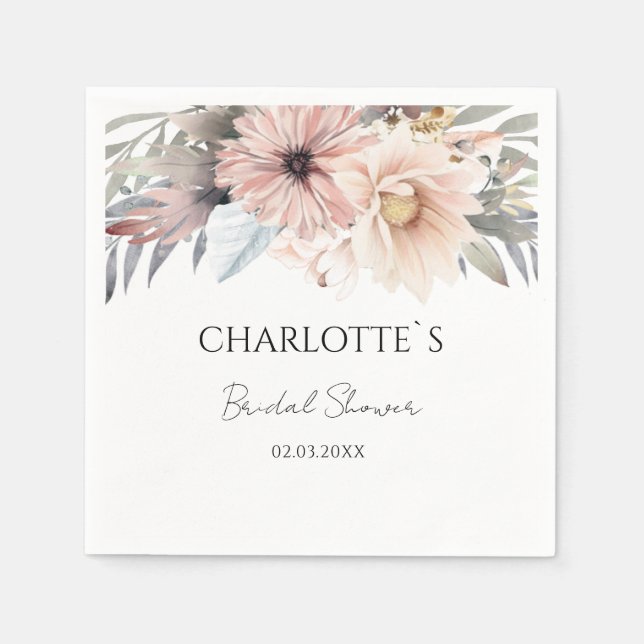 Boho Flower Bridal Shower  Napkin (Front)