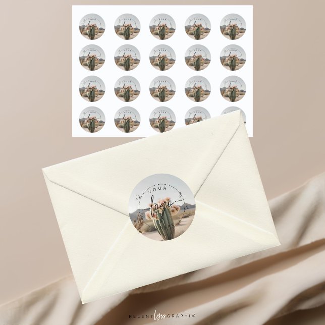 Boho | Flower Cactus | Aesthetic Classic Round Sticker (Creator Uploaded)