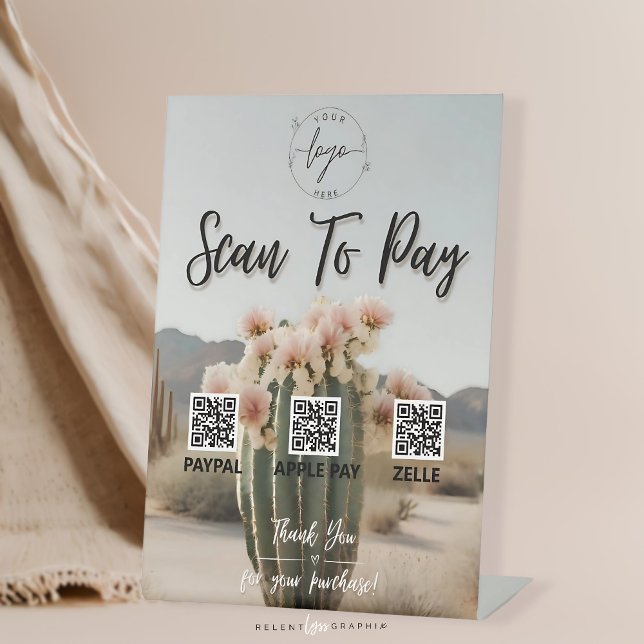 Boho | Flower Cactus | QR Code | Payment Sign (Creator Uploaded)