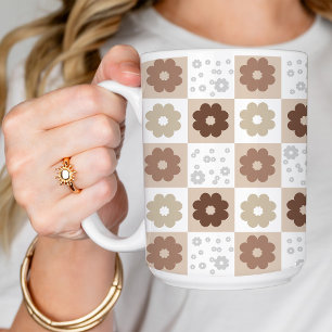 Boho Flower Chequered Coffee Mug