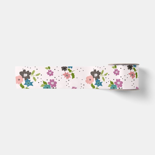 Boho Flower Clusters Satin Ribbon (Front)