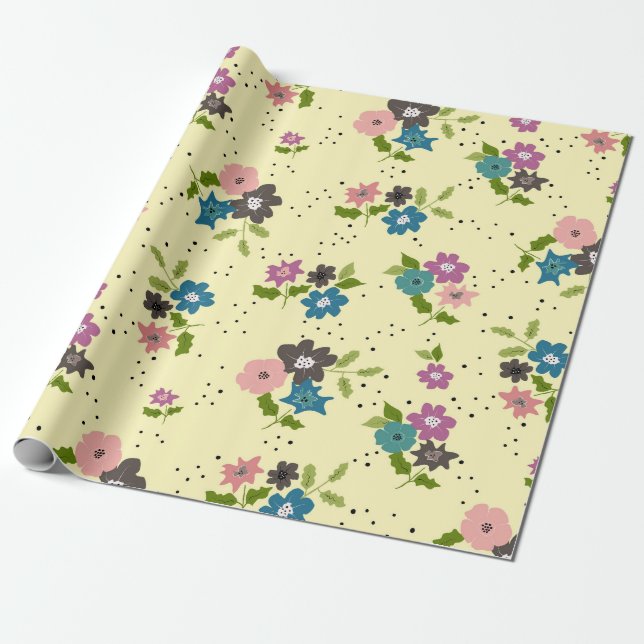 Boho Flower Clusters Wrapping Paper (Unrolled)